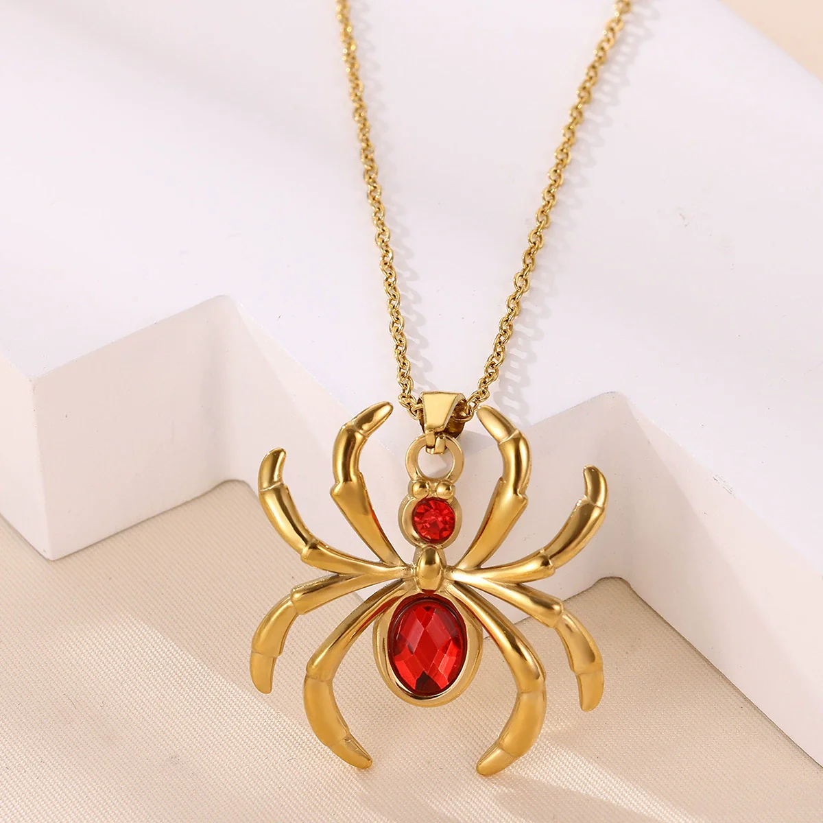 Wholesale Unisex Gothic Medieval Style Gold Plated Stainless Steel Animal Zodiac Spider Pendant Necklace With Cross Chain - Image 7