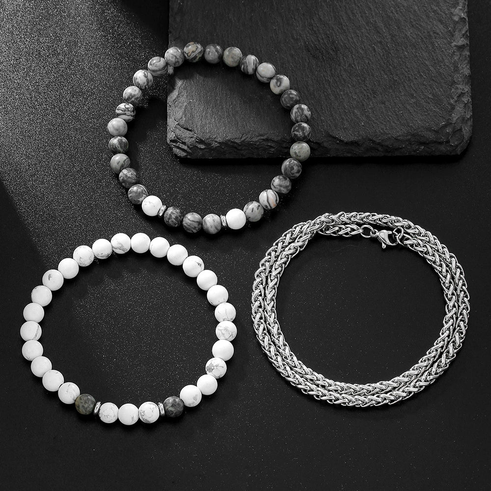 Wholesale Unisex Handmade Geometric Elastic Beaded Bracelet With Tiger Eye Stone Black Gallstone Alloy Stainless Steel - Image 14