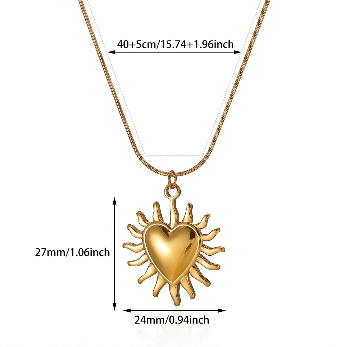 Wholesale Unisex Heartshaped Stainless Steel 18K Gold Plated Cross Chain Pendant Necklace - Image 12