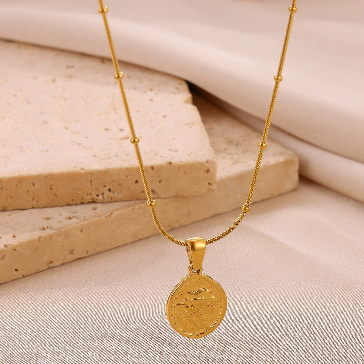 Wholesale Unisex Heartshaped Stainless Steel 18K Gold Plated Cross Chain Pendant Necklace - Image 3