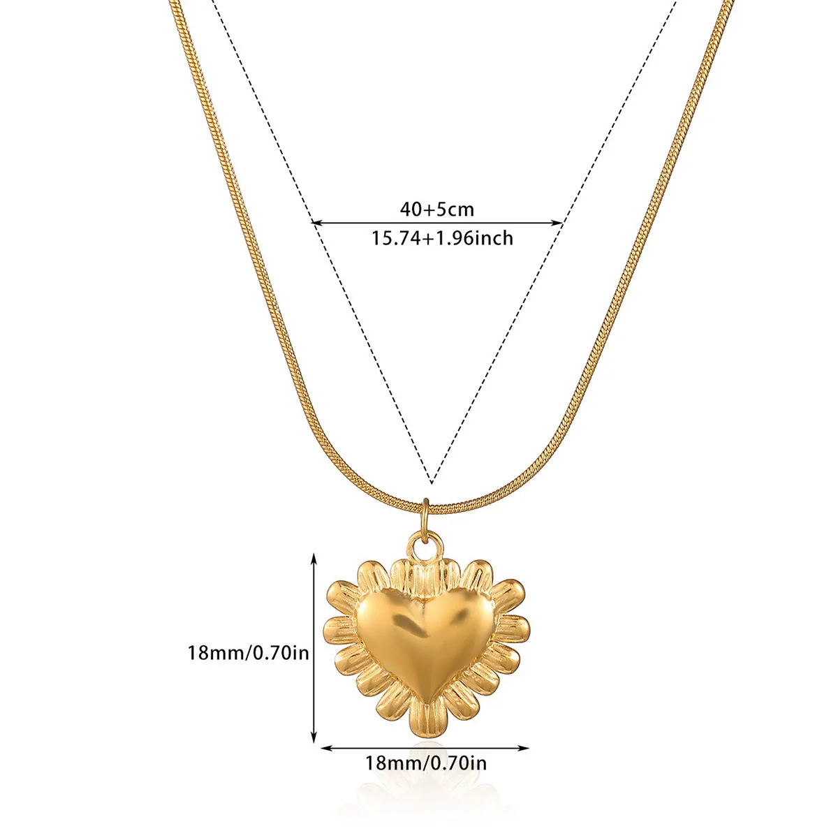 Wholesale Unisex Heartshaped Stainless Steel 18K Gold Plated Cross Chain Pendant Necklace - Image 7
