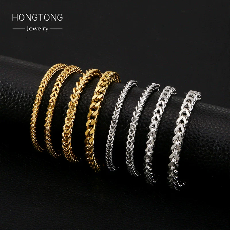Wholesale Unisex Highend Geometric Stainless Steel Foursided Square Threedimensional Bracelet With Electroplating