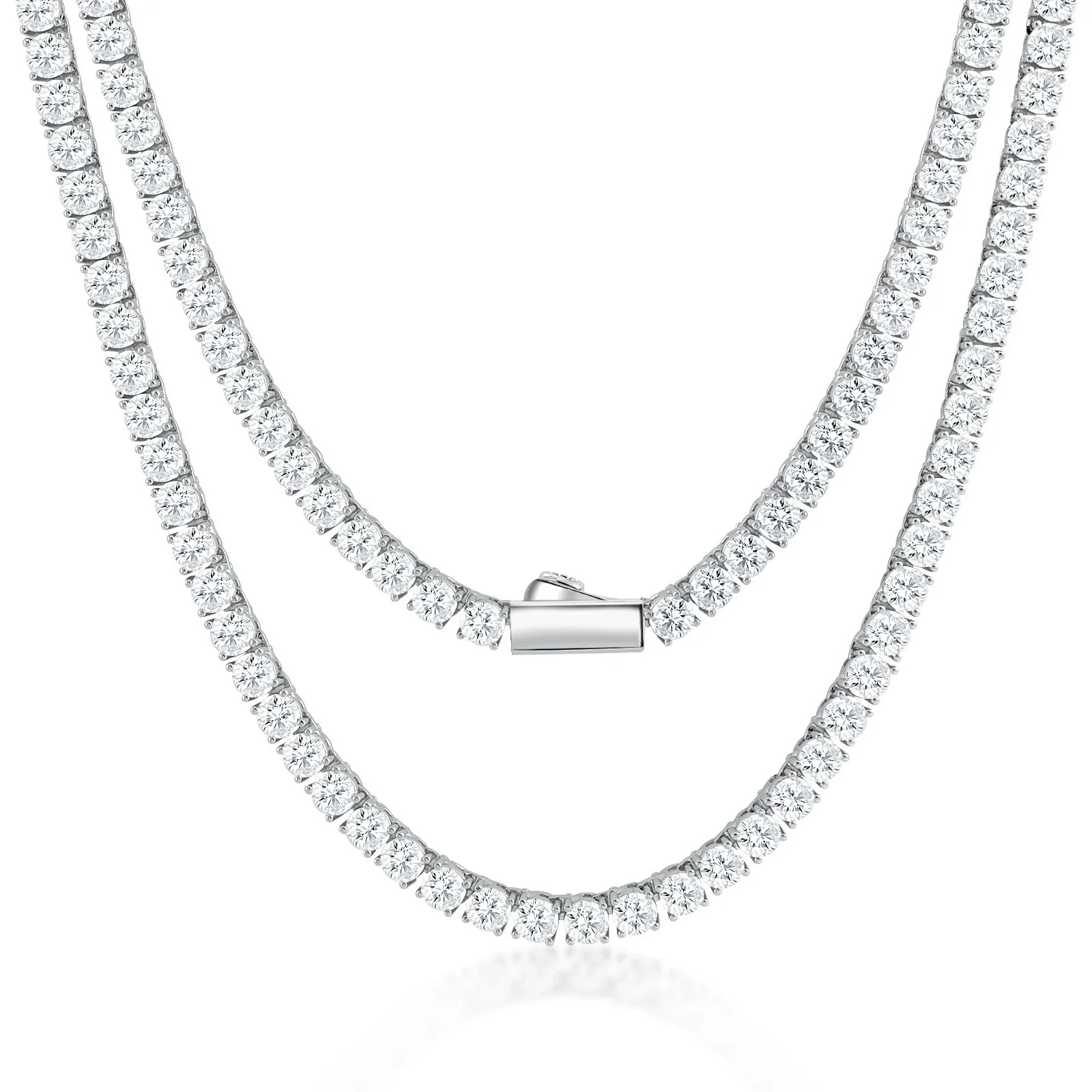 Wholesale Unisex Hip Hop Geometric Diamondencrusted Melon Seed Chain Bracelet And Necklace With Artificial Crystal And Copper 18K Gold Plated Pendant - Image 4