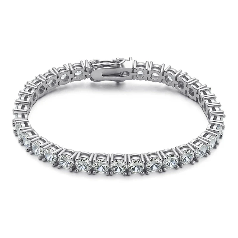 Wholesale Unisex Hip Hop Geometric Diamondencrusted Melon Seed Chain Bracelet And Necklace With Artificial Crystal And Copper 18K Gold Plated Pendant - Image 6