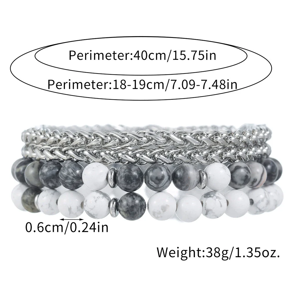 Wholesale Unisex Hip Hop Stretch Handmade Geometric Stone Chain Bracelet - Image 5