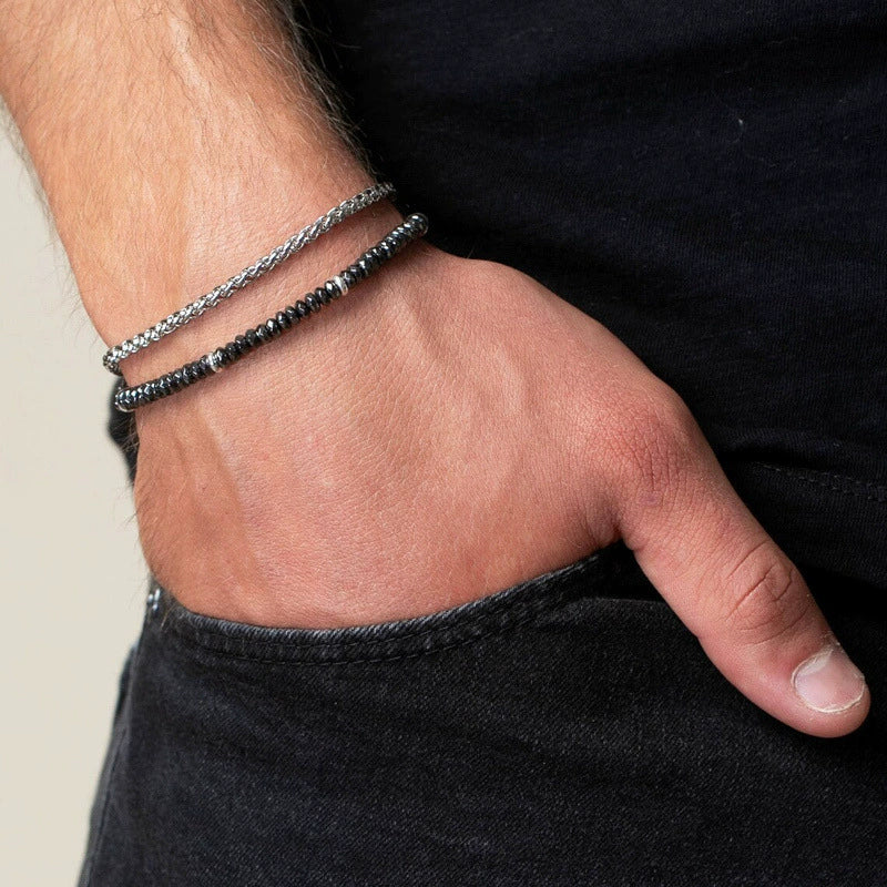 Wholesale Unisex Hip Hop Stretch Handmade Geometric Stone Chain Bracelet - Image 8
