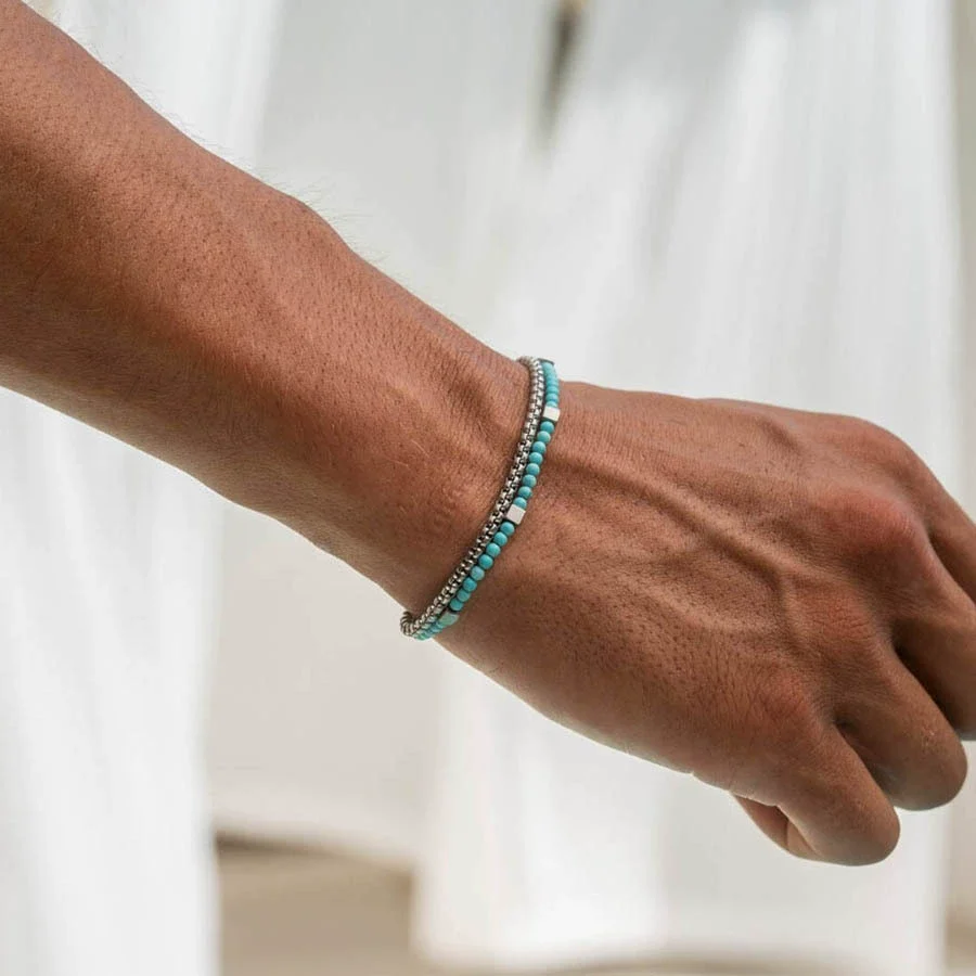 Wholesale Unisex Hip Hop Stretch Handmade Geometric Stone Chain Bracelet - Image 9