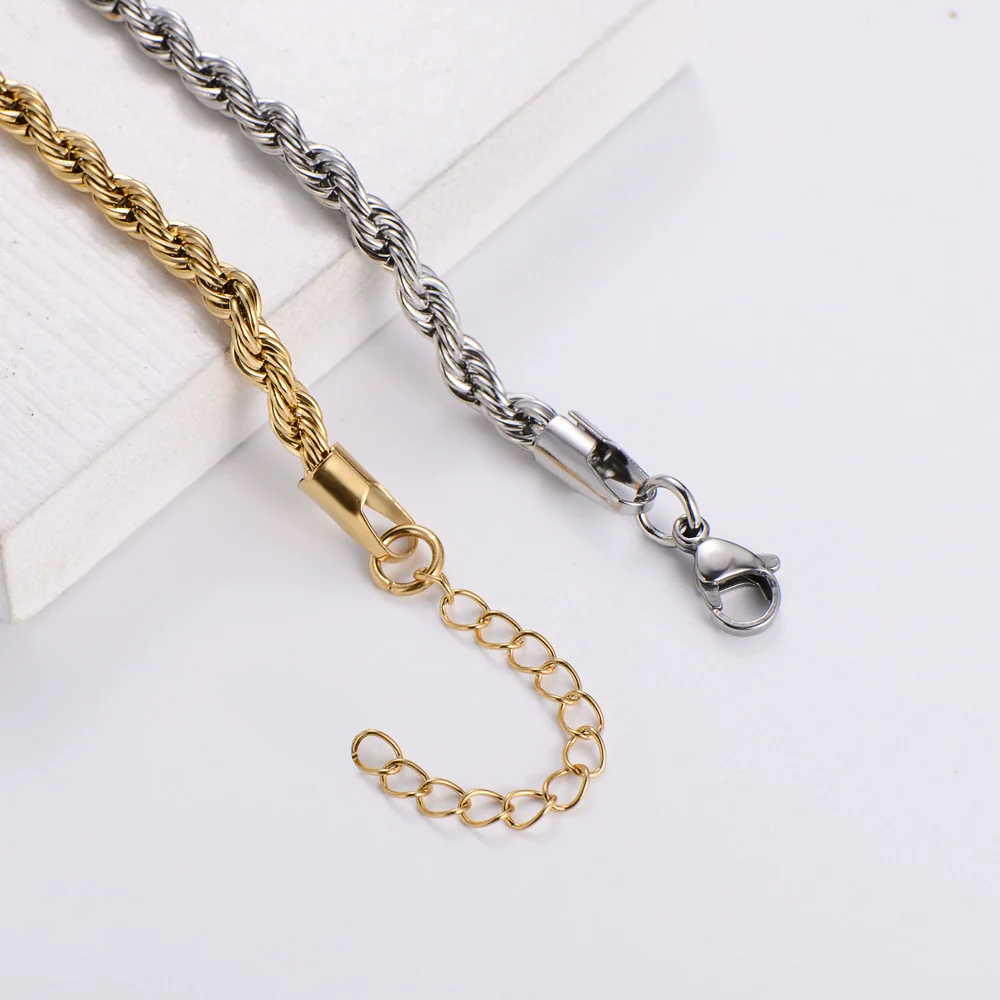 Wholesale Unisex Hip Hop Titanium Steel Electroplated 18K Gold Twist Chain Bracelet - Image 4