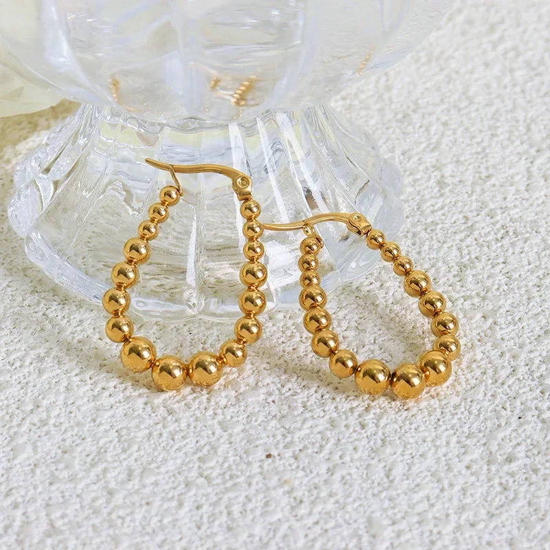 Wholesale Unisex Ins Style Geometric Titanium Steel Gold Plated Stitching Design Ushaped Earrings - Image 2