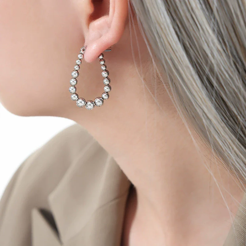 Wholesale Unisex Ins Style Geometric Titanium Steel Gold Plated Stitching Design Ushaped Earrings - Image 5