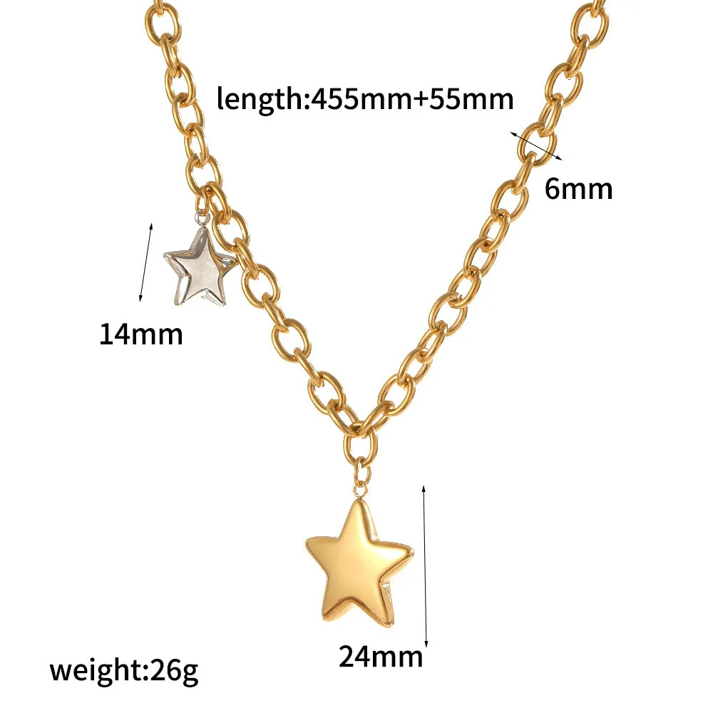Wholesale Unisex Jewelry Set Stainless Steel Titanium Steel Electroplated Star Sun And Moon Clouds Universe Pattern Necklace And Bracelet - Image 5