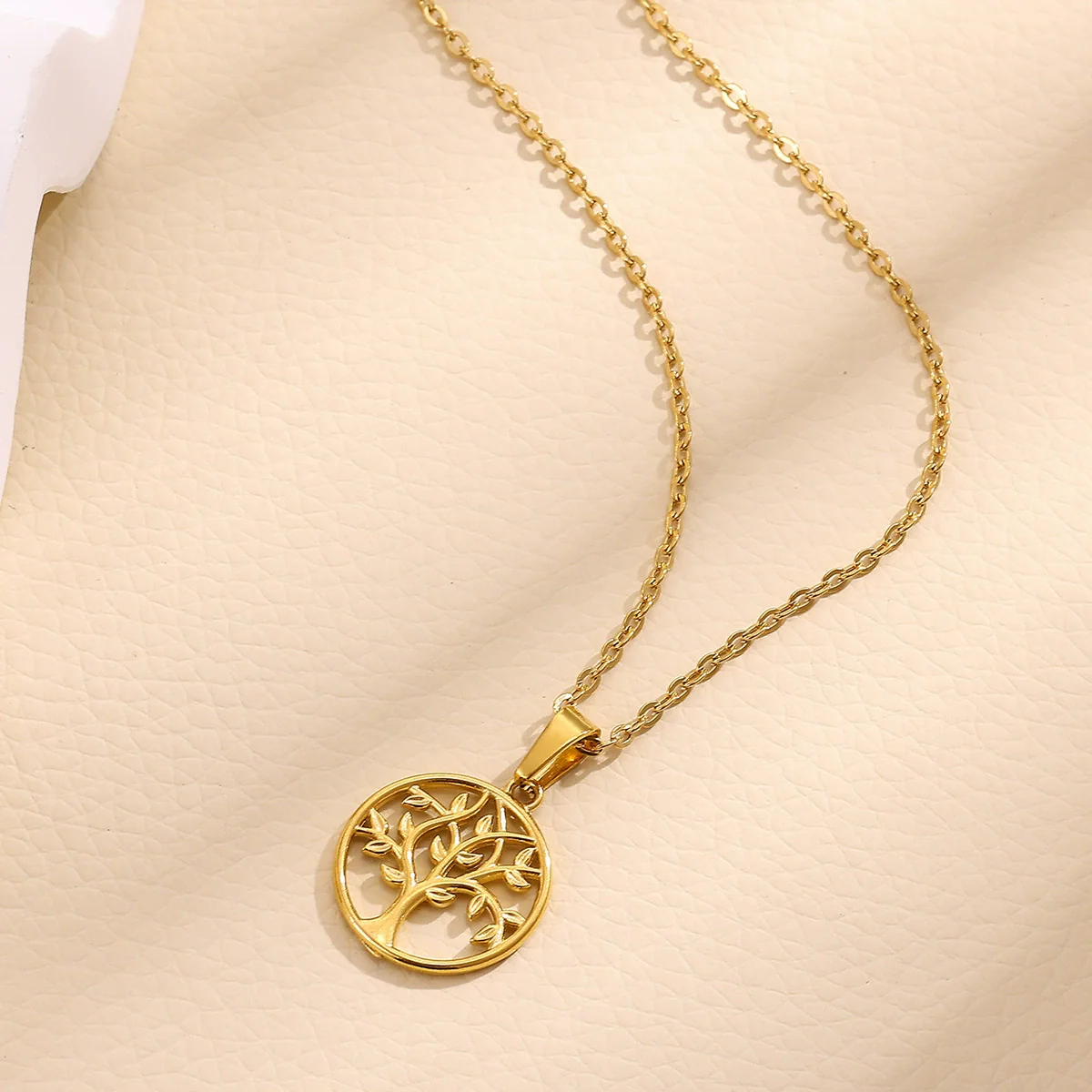 Wholesale Unisex Life Tree Cross Chain Necklace Stainless Steel Gold Electroplated - Image 4
