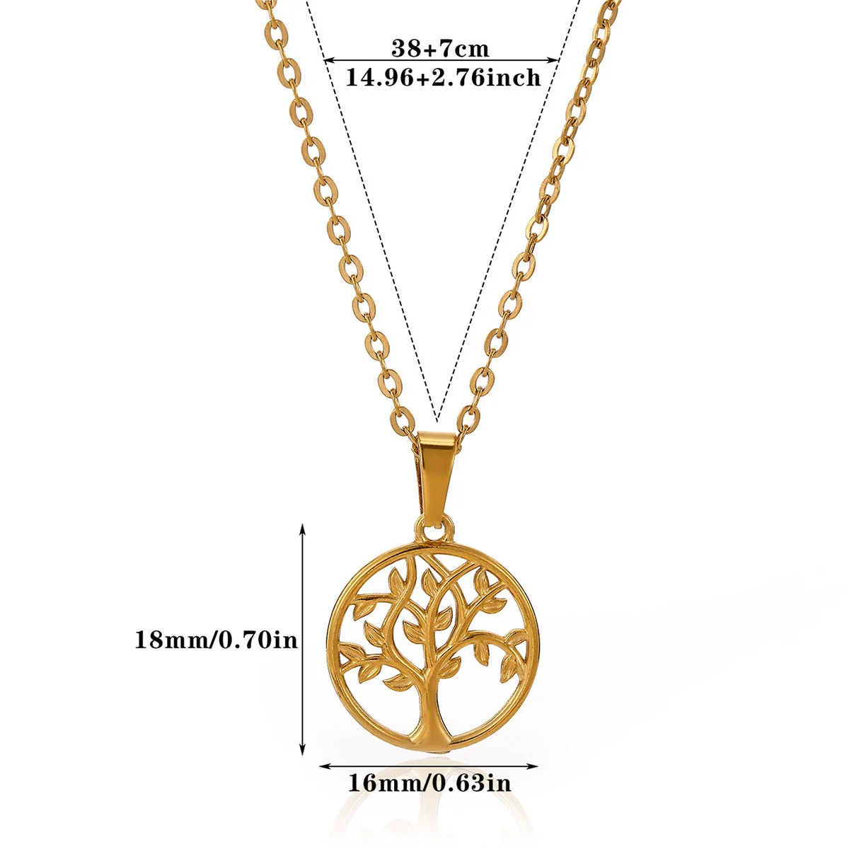 Wholesale Unisex Life Tree Cross Chain Necklace Stainless Steel Gold Electroplated - Image 5