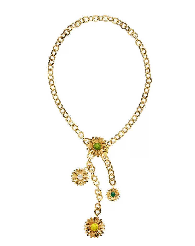 Wholesale Unisex Light Luxury Design Flowershaped Copper Electroplated Daisy Color Pearl Gem Pendant Necklace - Image 6
