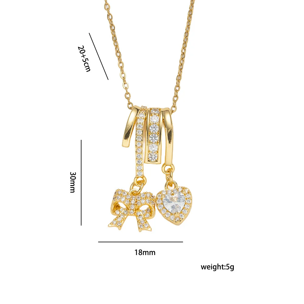 Wholesale Unisex Light Luxury Geometric Pendant Necklace With Gold Plated Copper Zircon Pendant And O Word Chain - Image 4
