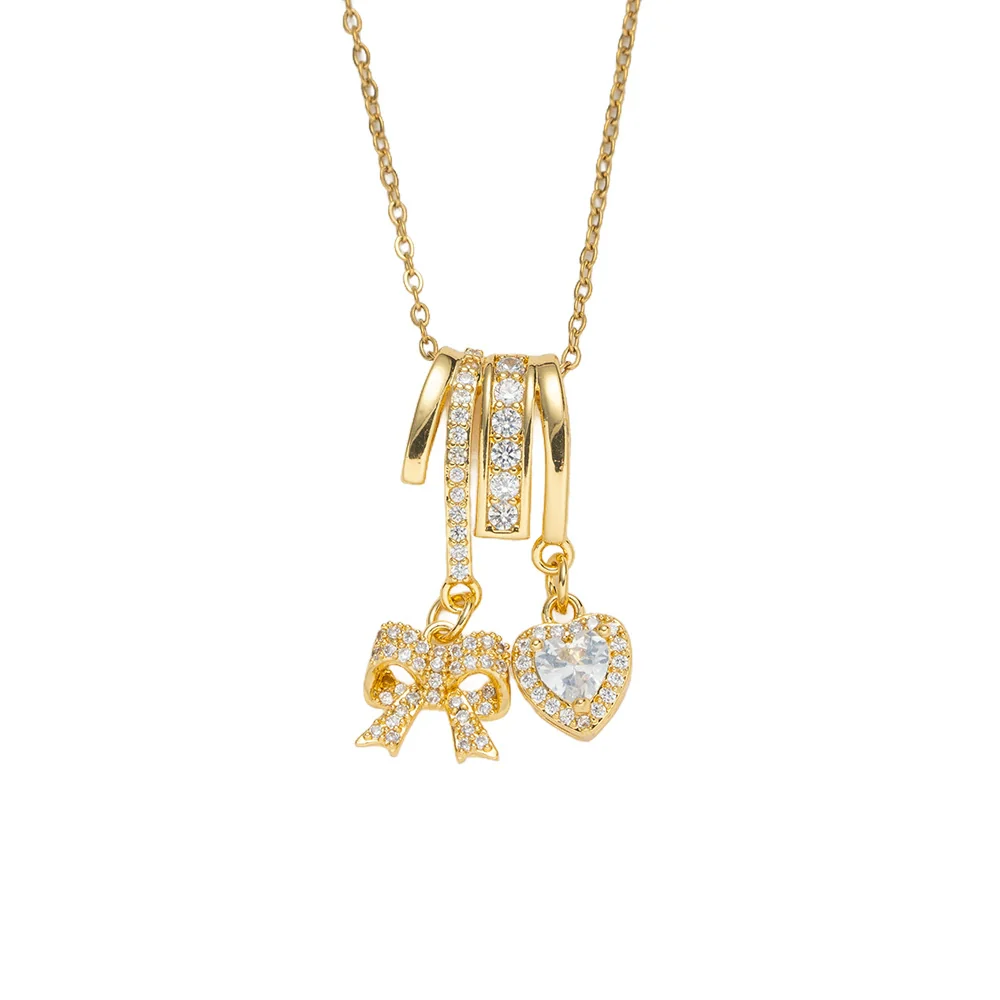 Wholesale Unisex Light Luxury Geometric Pendant Necklace With Gold Plated Copper Zircon Pendant And O Word Chain - Image 5