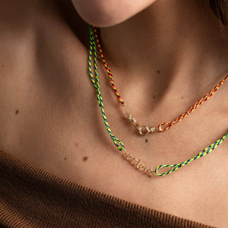 Wholesale Unisex Light Luxury Geometric Stainless Steel Electroplated Braided Rope Paperclip Clavicle Necklace - Image 2
