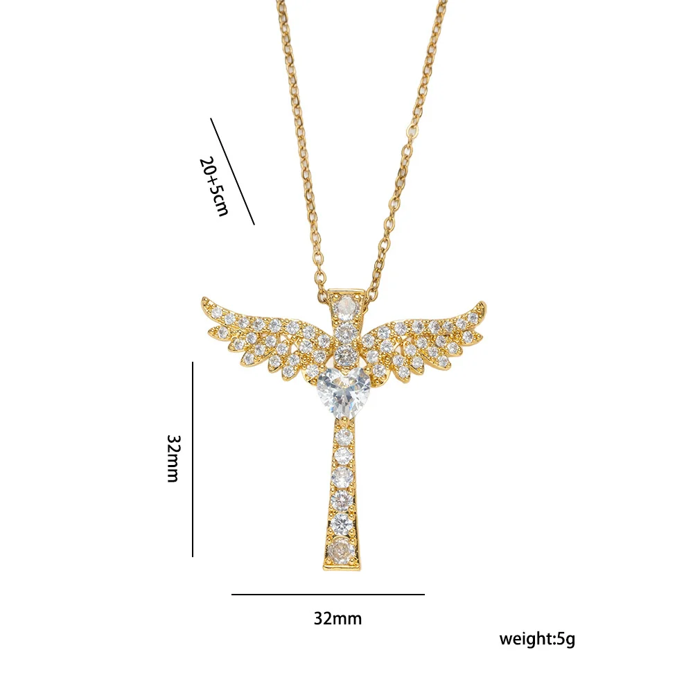 Wholesale Unisex Light Luxury Gold Plated Copper And Zircon Cross Necklace With O Word Chain - Image 4