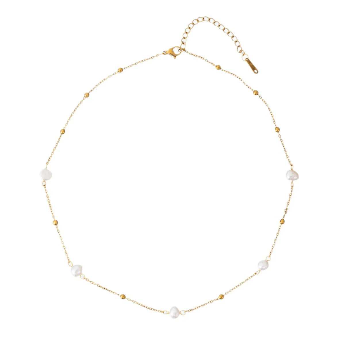 Wholesale Unisex Maillard Style Animals Zodiac Stainless Steel Freshwater Baroque Pearl Clavicle Necklace With Ball Chain 18K Gold Plated - Image 4