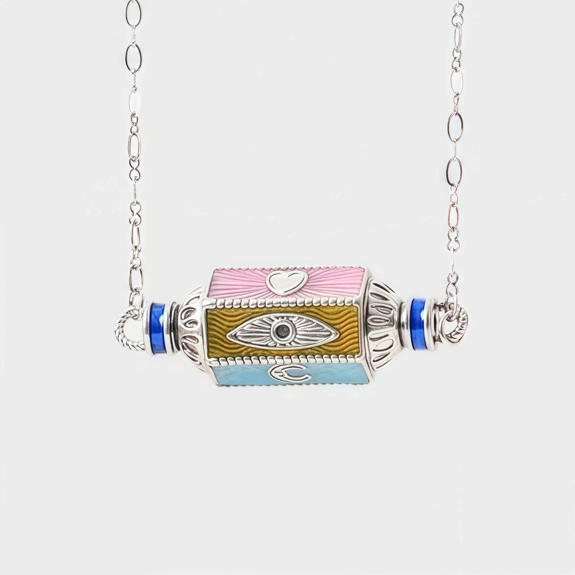 Wholesale Unisex Maillard Style Devil's Eye Cross Pendant Stainless Steel Necklace With Copper 14K Gold Plating - Image 3