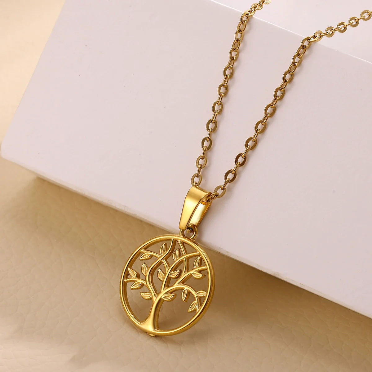 Wholesale Unisex Medieval Style Gold Plated Stainless Steel Tree Of Life Pendant Necklace - Image 2