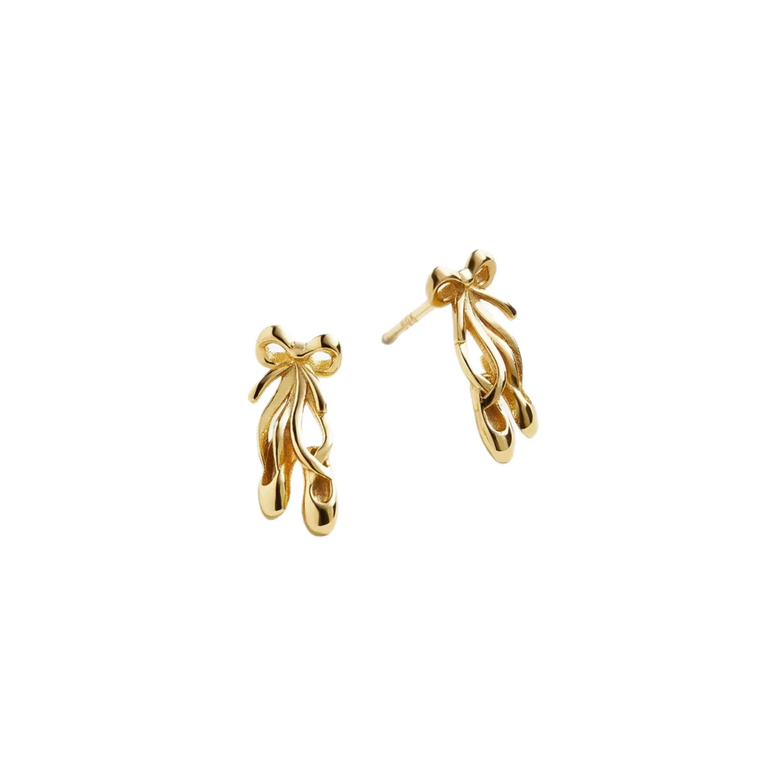 Wholesale Unisex Minimalist Stainless Steel Electroplated Ball Shoes Bow Tie Pattern Sports Earrings - Image 5
