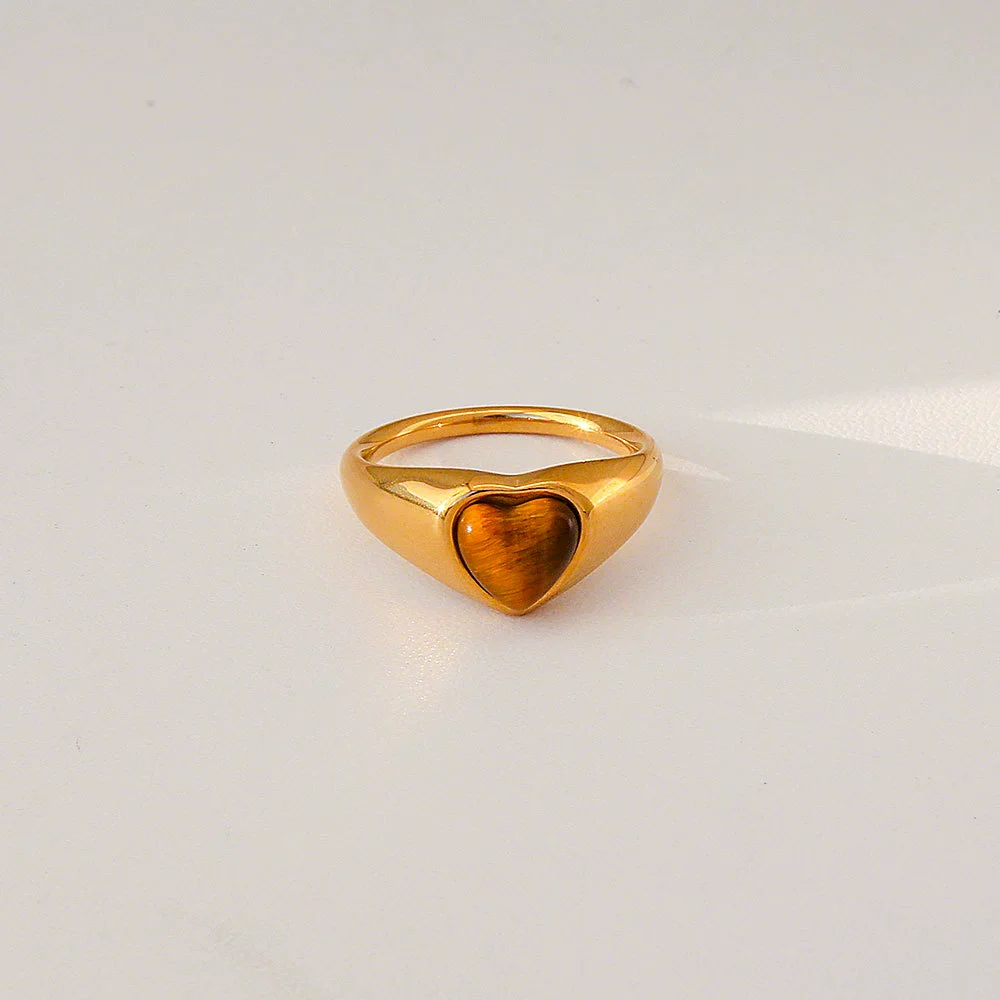 Wholesale Unisex Natural Stone Geometric Stainless Steel Electroplated Rings Vintage Light Luxury Mid Century Style - Image 10