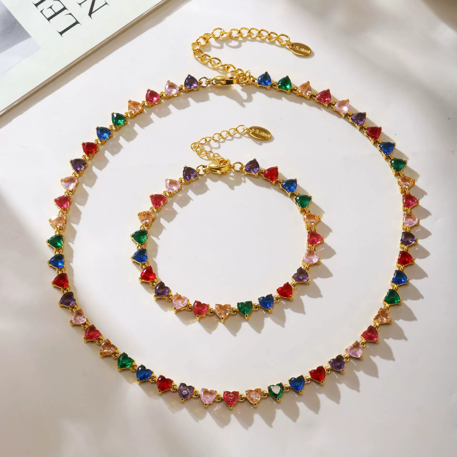 Wholesale Unisex Niche Electroplated Titanium Steel Chain Ferris Wheel 5A Zircon Jewelry Set Necklace Bracelet