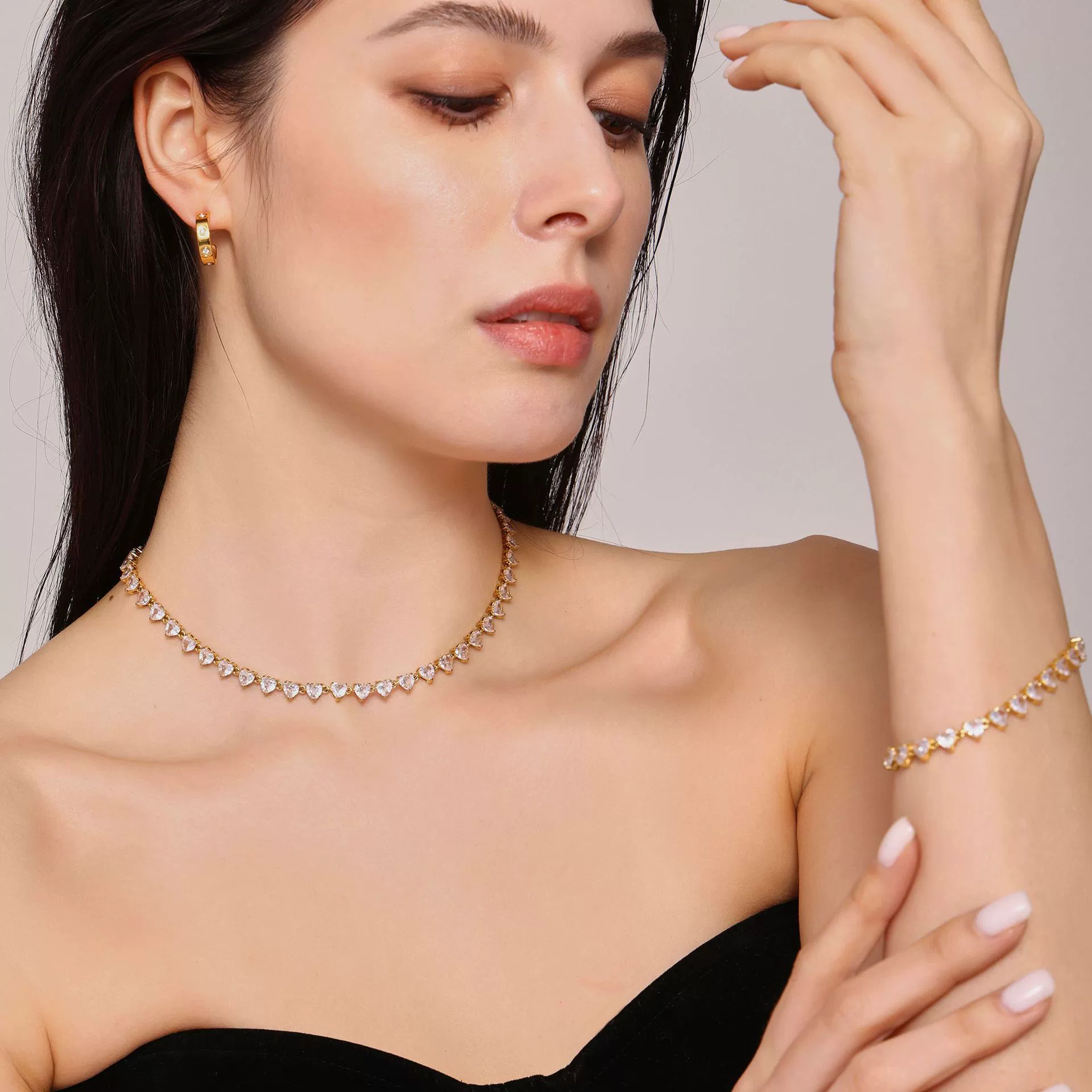 Wholesale Unisex Niche Electroplated Titanium Steel Chain Ferris Wheel 5A Zircon Jewelry Set Necklace Bracelet - Image 2