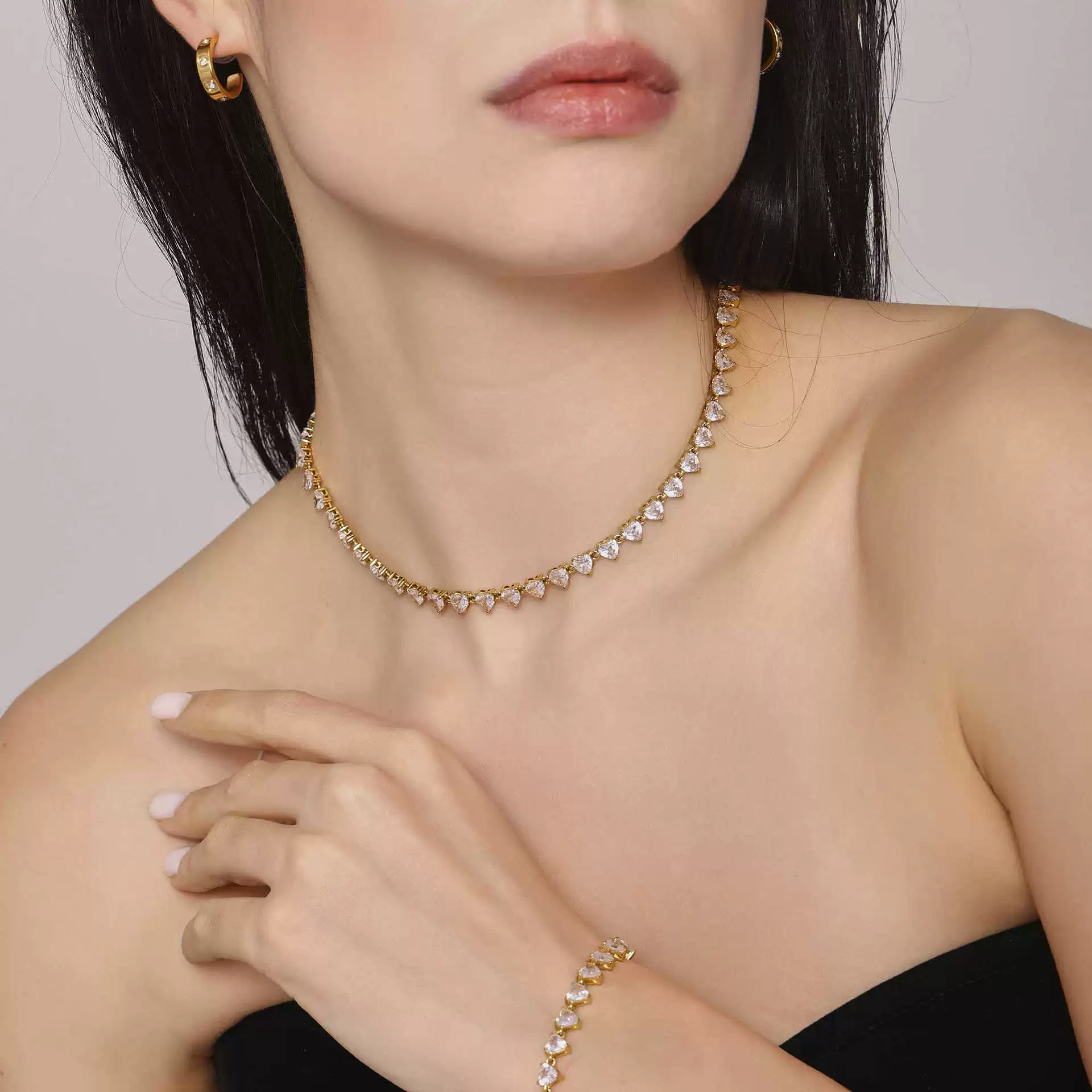 Wholesale Unisex Niche Electroplated Titanium Steel Chain Ferris Wheel 5A Zircon Jewelry Set Necklace Bracelet - Image 3