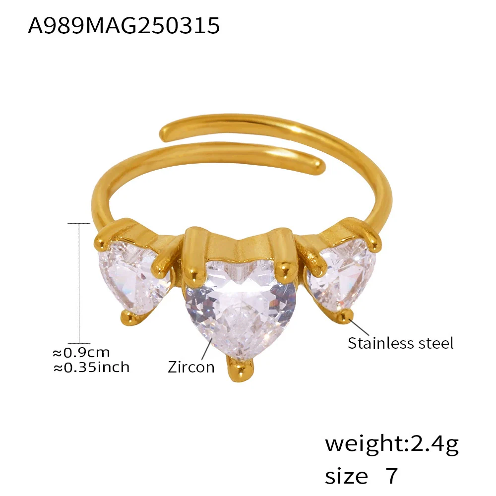 Wholesale Unisex Niche Geometric Ferris Wheel Inlaid Zircon Stainless Steel Goldplated Adjustable Opening Ring - Image 6