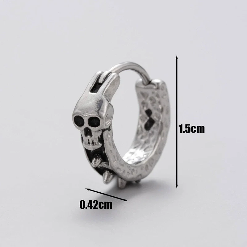 Wholesale Unisex Piercing Earrings Stainless Steel Cast Skull Cross Fashion Retro Polished - Image 11
