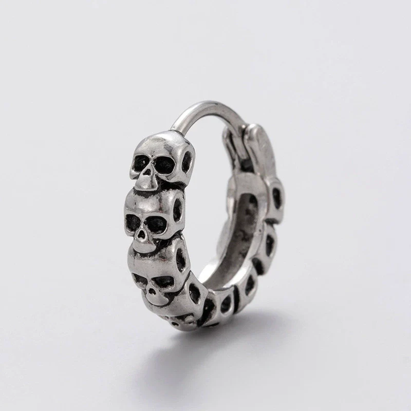Wholesale Unisex Piercing Earrings Stainless Steel Cast Skull Cross Fashion Retro Polished - Image 2