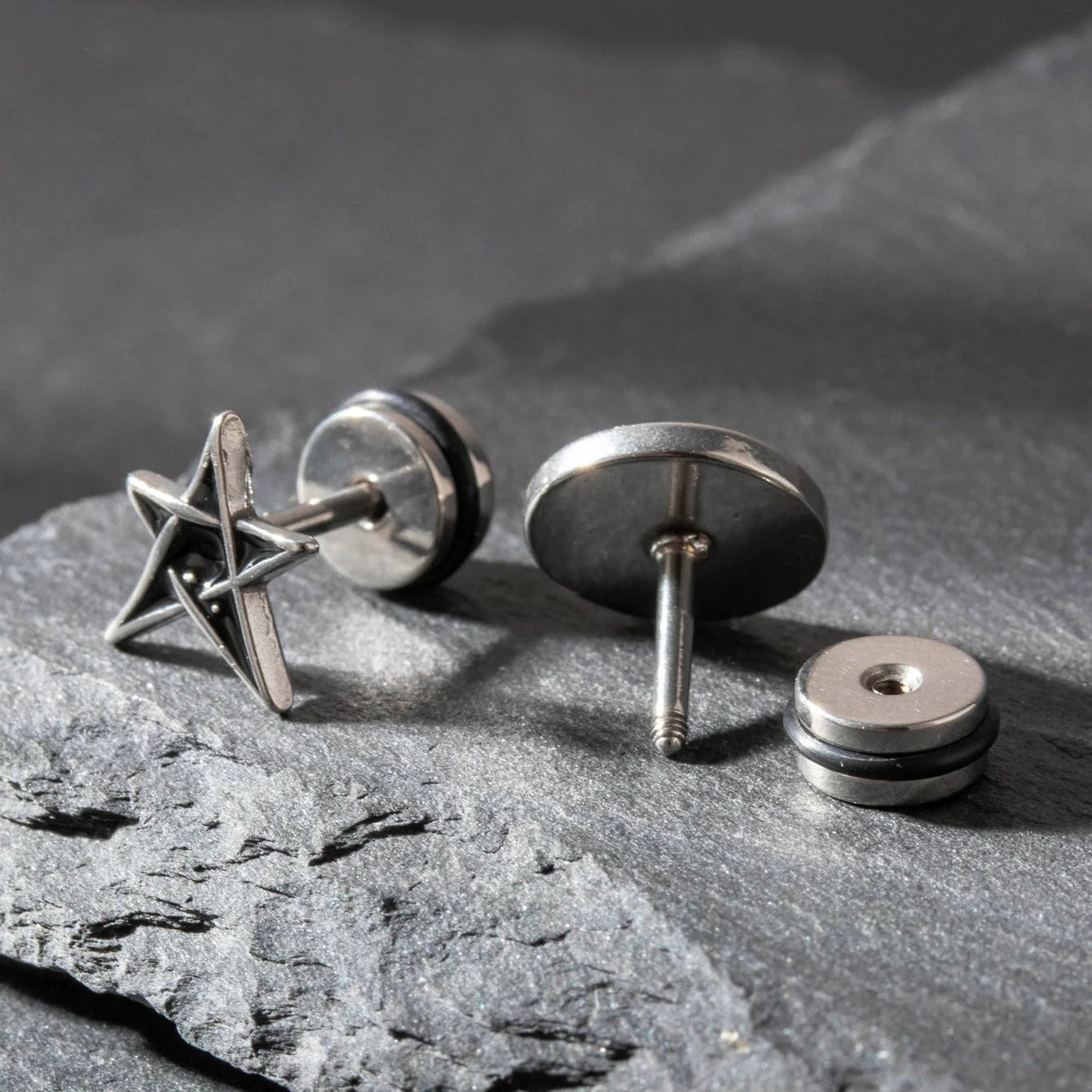 Wholesale Unisex Piercing Earrings Stainless Steel Casting Geometric Punk Fashion Retro With Polishing - Image 3