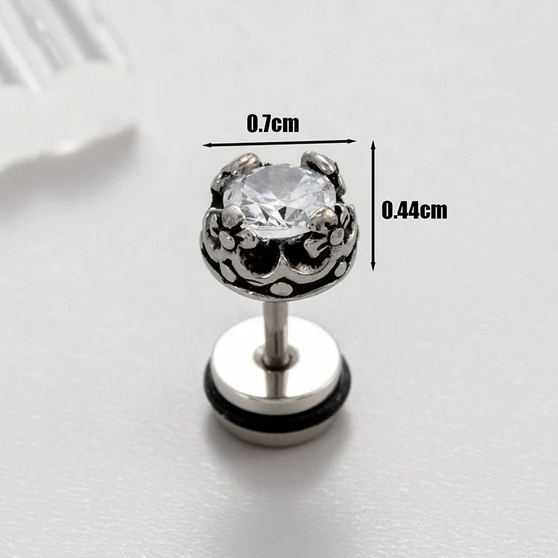 Wholesale Unisex Piercing Earrings Stainless Steel Casting Inlaid Zircon Punk Geometric Polishing Style - Image 11