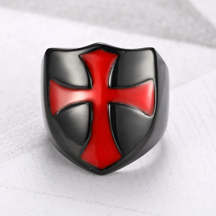 Wholesale Unisex Punk Style Irregular Nature Cross Stainless Steel Ring With Oil Treatment - Image 4