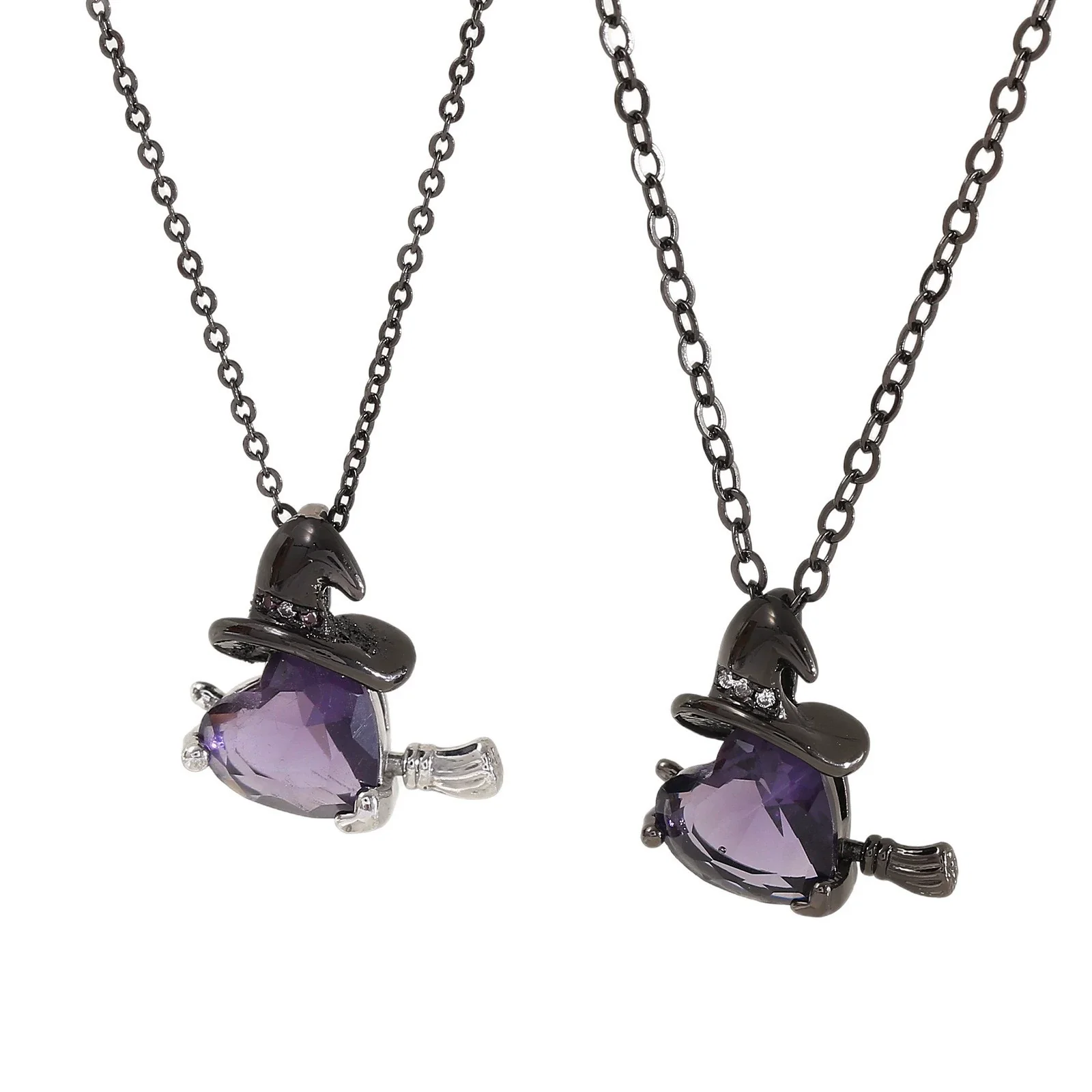 Wholesale Unisex Purple Zircon Inlaid Copper Goldplated Halloween Necklace With O Word Chain - Image 5