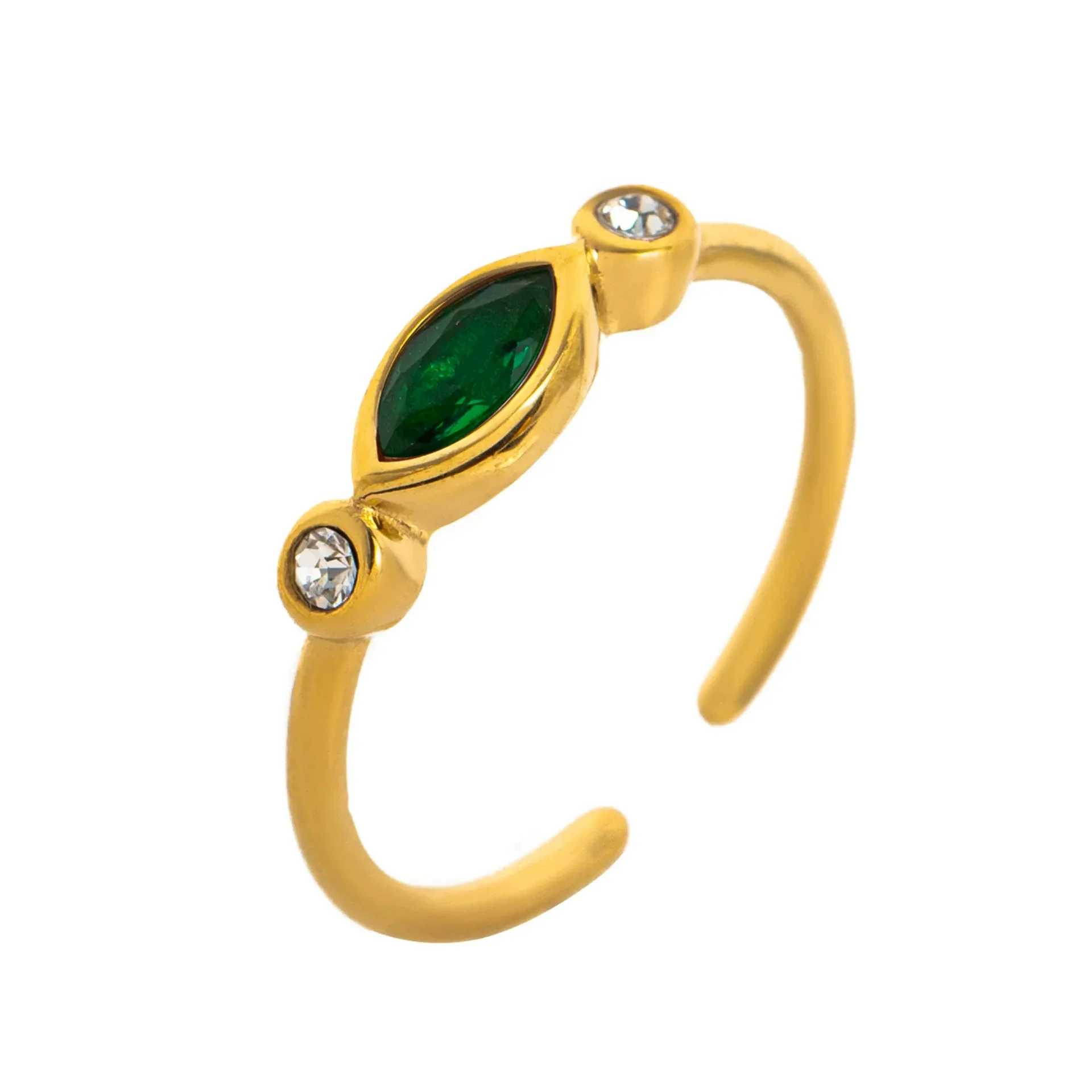 Wholesale Unisex Retro Geometric Electroplated Titanium Steel Ring With Horse Eye Color Zircon - Image 10