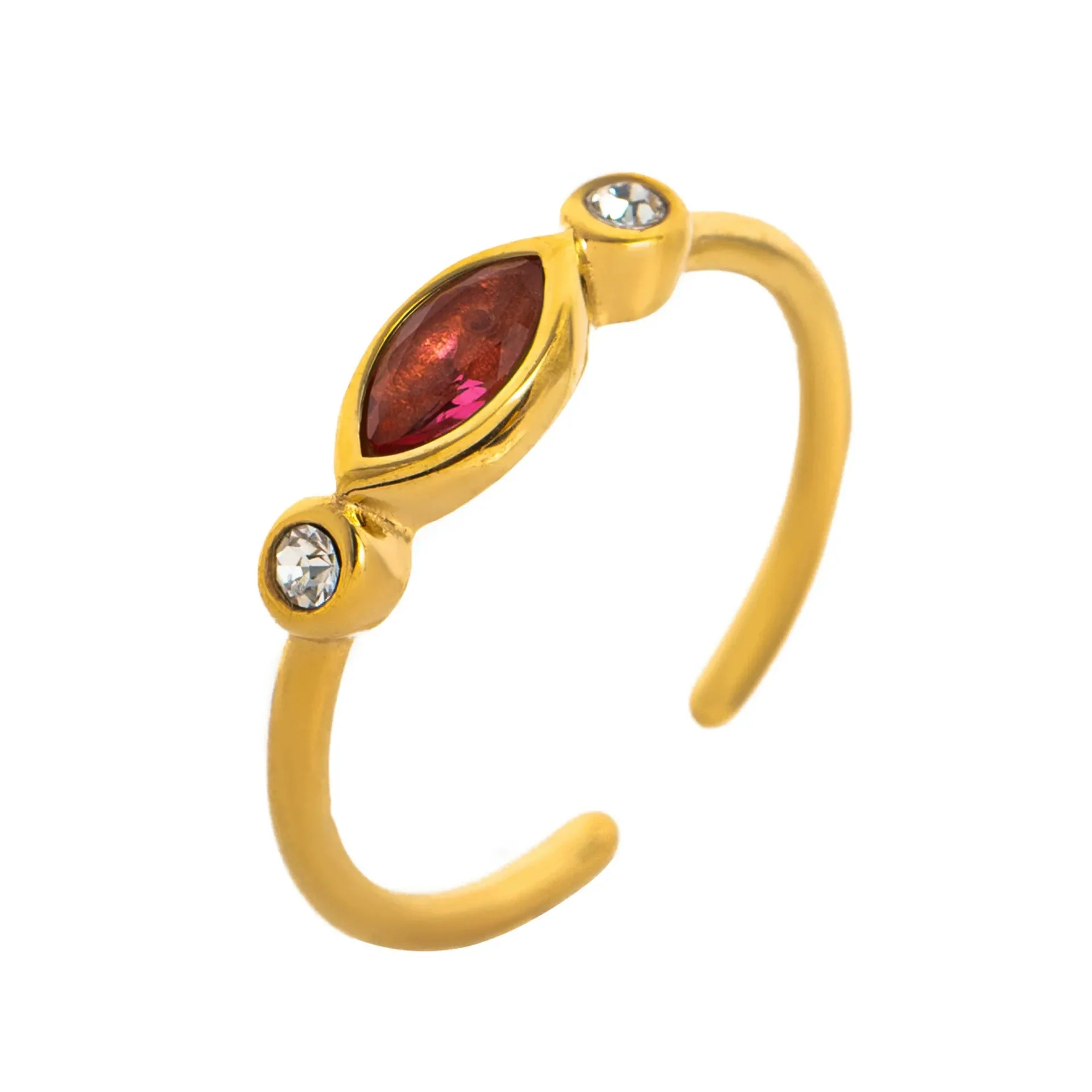 Wholesale Unisex Retro Geometric Electroplated Titanium Steel Ring With Horse Eye Color Zircon - Image 12