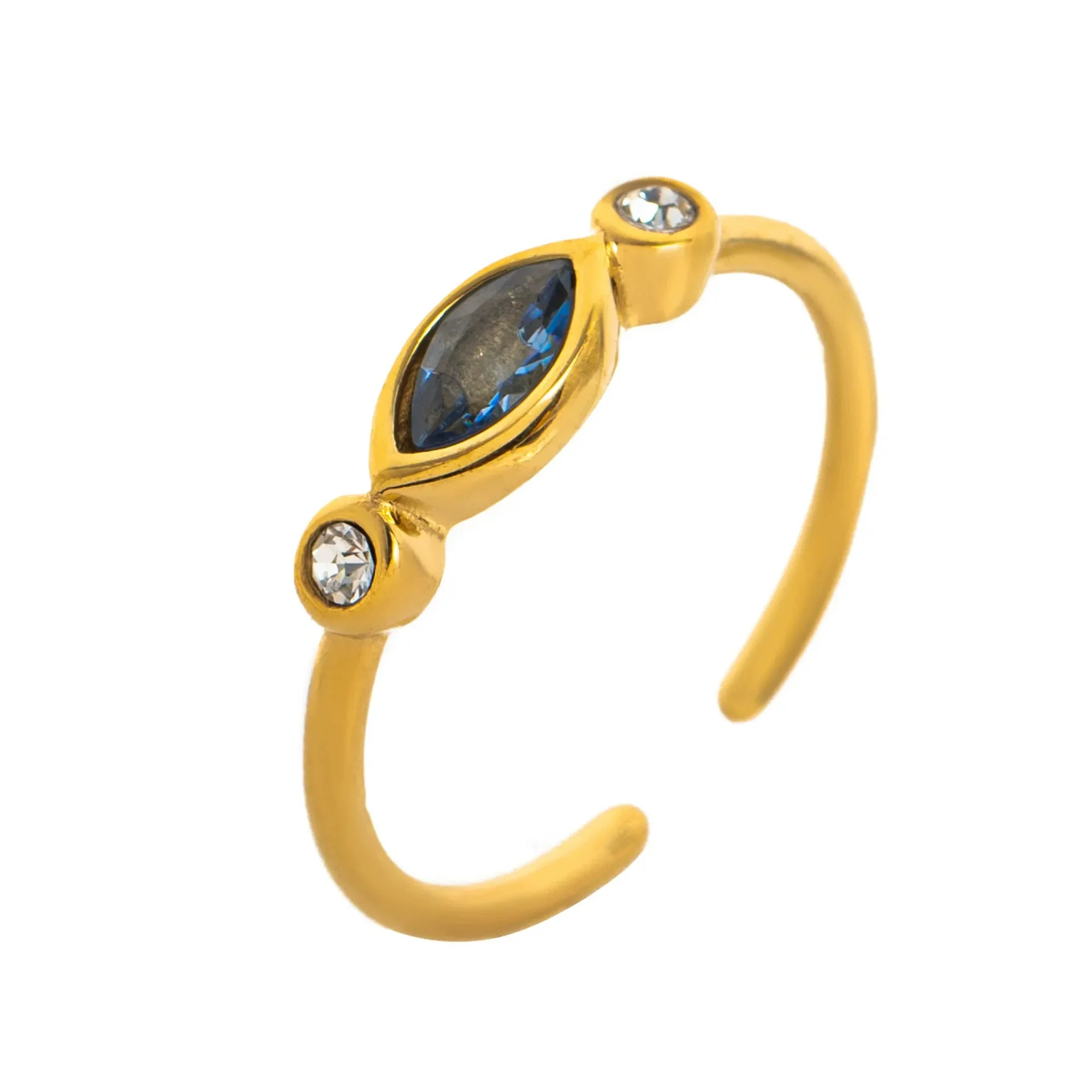 Wholesale Unisex Retro Geometric Electroplated Titanium Steel Ring With Horse Eye Color Zircon - Image 14