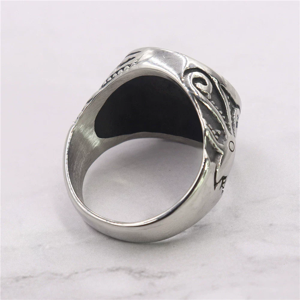 Wholesale Unisex Retro Personality Animal Zodiac Sailing Boat Octopus Polish Stainless Steel Titanium Steel Ring - Image 3