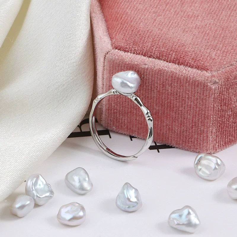 Wholesale Unisex Retro Style Alien Shape Freshwater Pearl 925 Silver Ring - Image 2