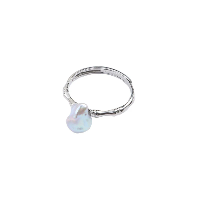 Wholesale Unisex Retro Style Alien Shape Freshwater Pearl 925 Silver Ring - Image 5