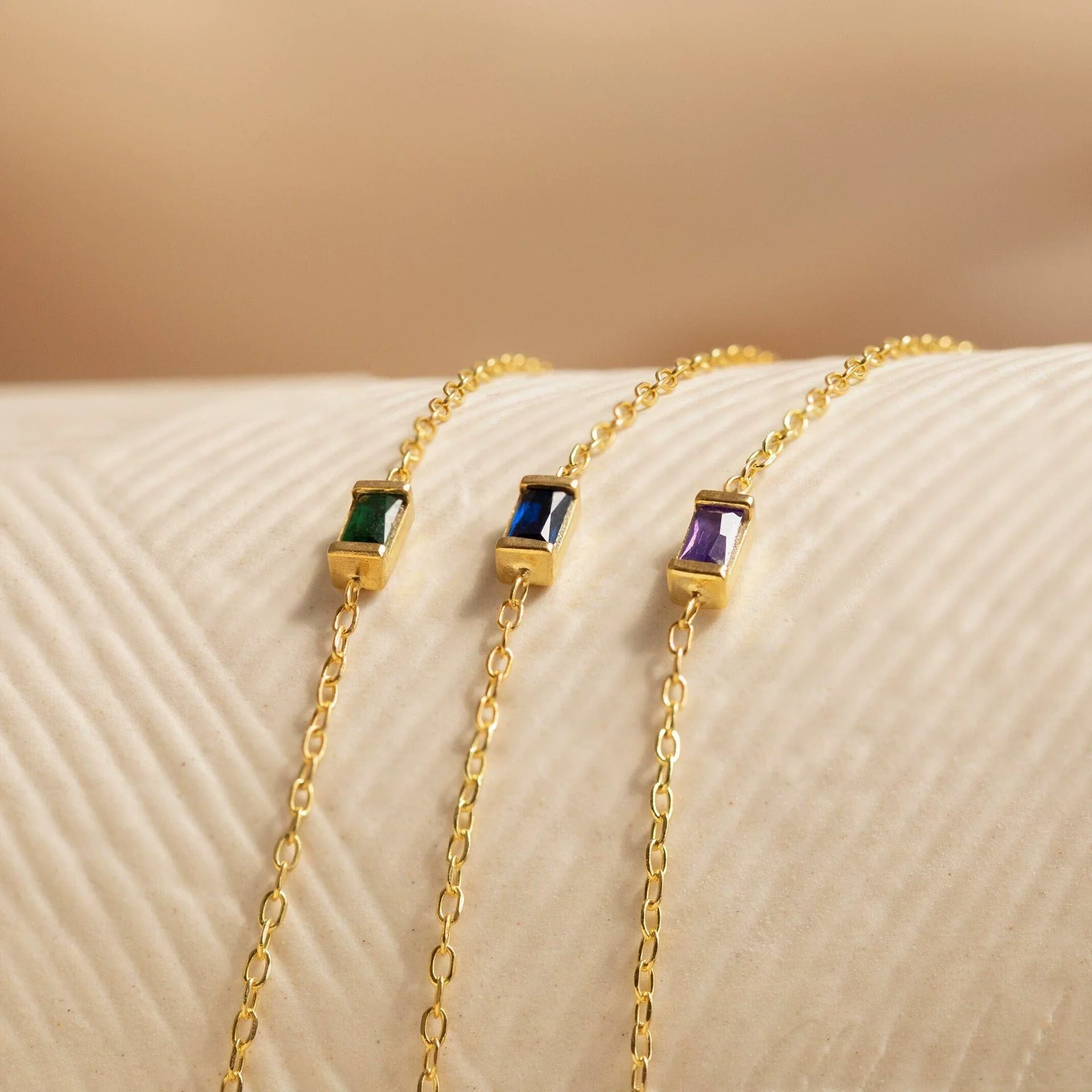 Wholesale Unisex Simple Geometric Square Zircon Twelve Birthstone 18K Plated Titanium Steel Ochain Bracelet