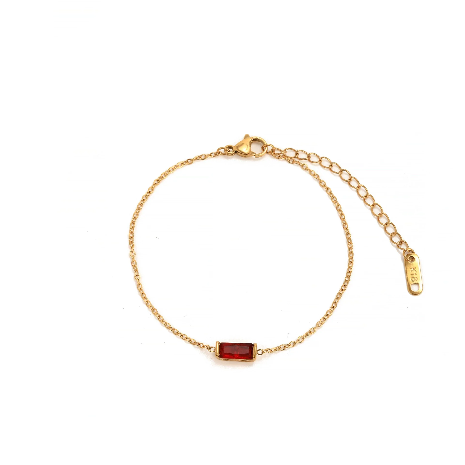 Wholesale Unisex Simple Geometric Square Zircon Twelve Birthstone 18K Plated Titanium Steel Ochain Bracelet - Image 10