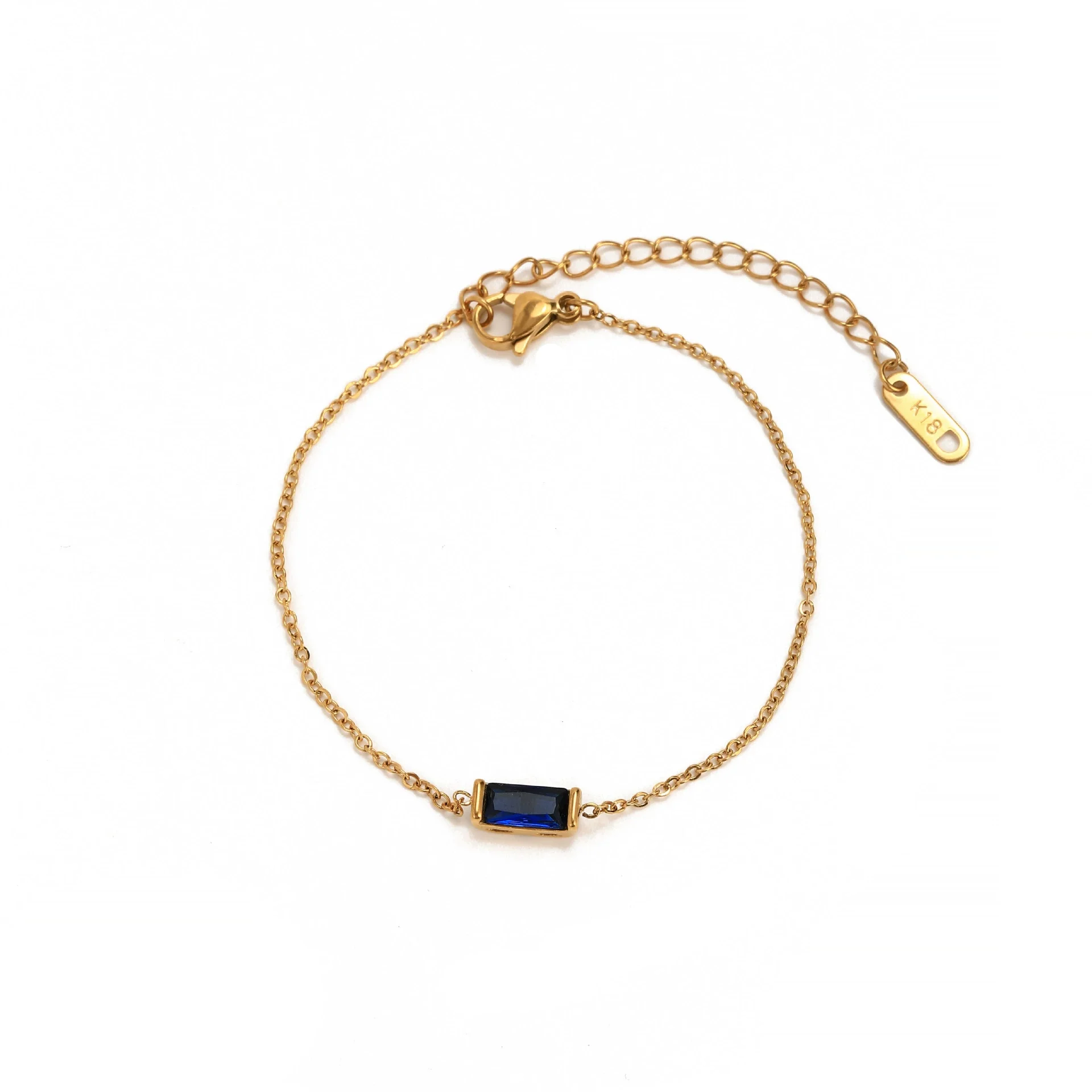 Wholesale Unisex Simple Geometric Square Zircon Twelve Birthstone 18K Plated Titanium Steel Ochain Bracelet - Image 12