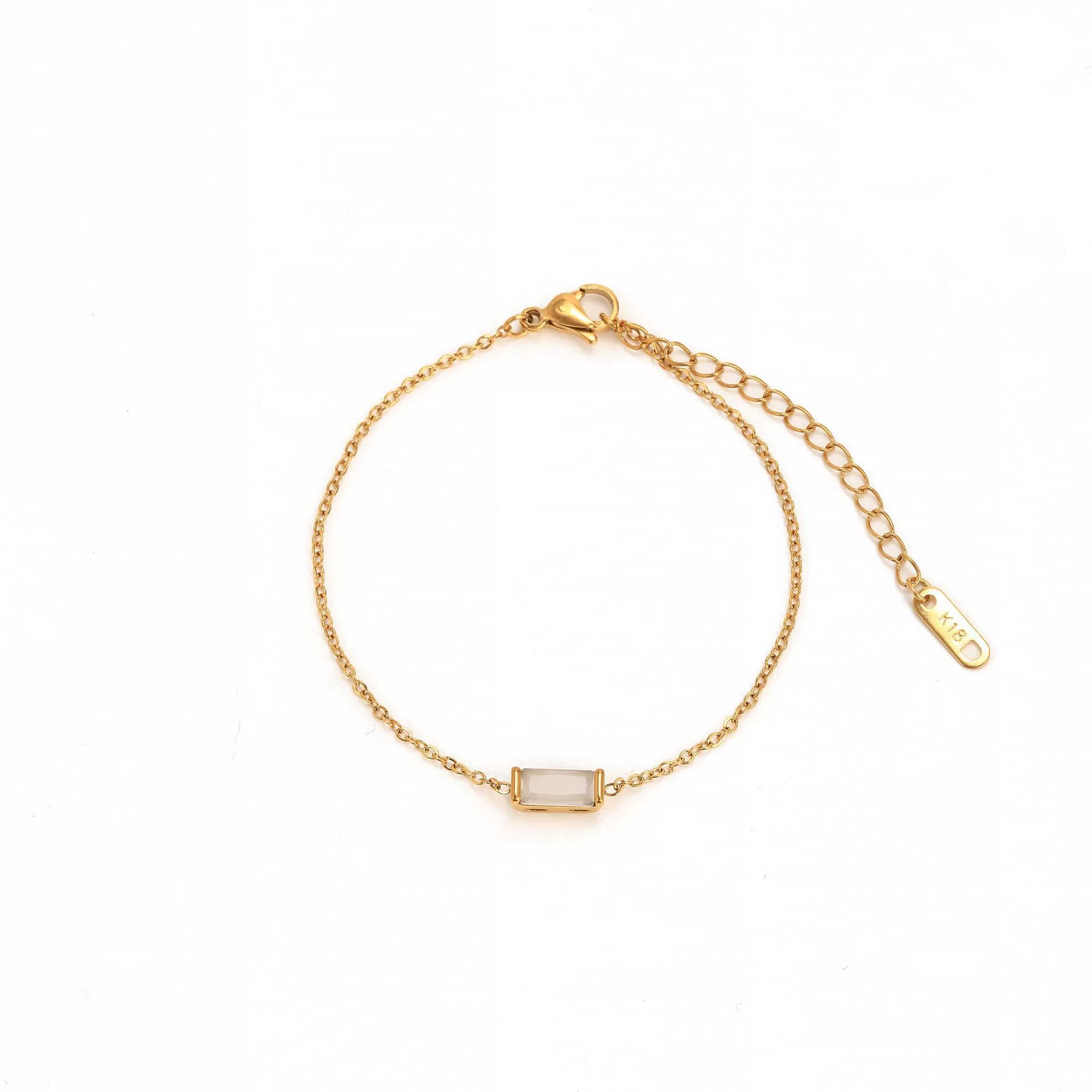Wholesale Unisex Simple Geometric Square Zircon Twelve Birthstone 18K Plated Titanium Steel Ochain Bracelet - Image 13
