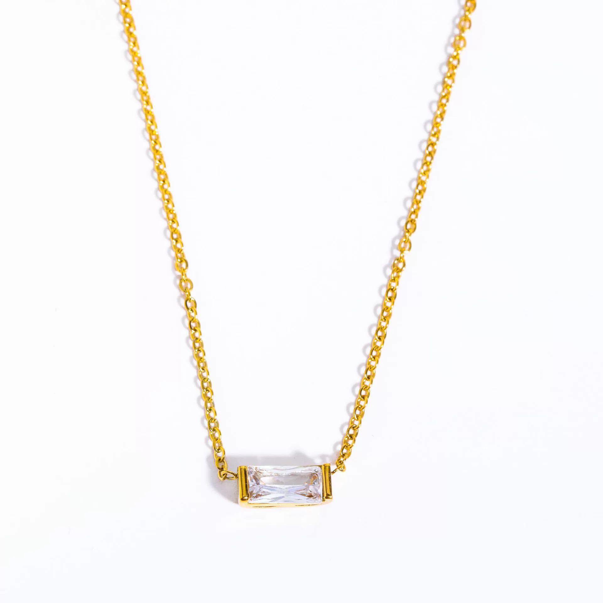 Wholesale Unisex Simple Geometric Square Zircon Twelve Birthstone 18K Plated Titanium Steel Ochain Bracelet - Image 18