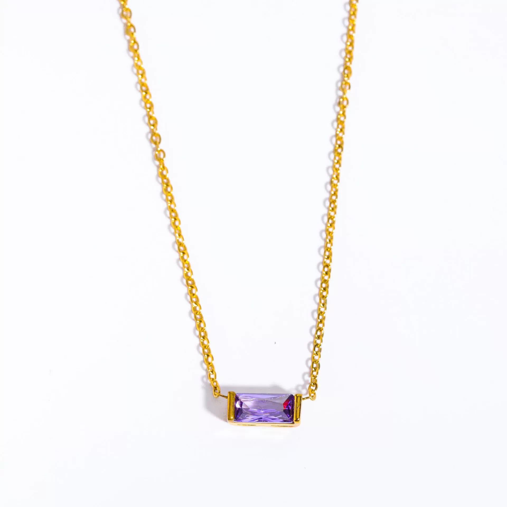 Wholesale Unisex Simple Geometric Square Zircon Twelve Birthstone 18K Plated Titanium Steel Ochain Bracelet - Image 20