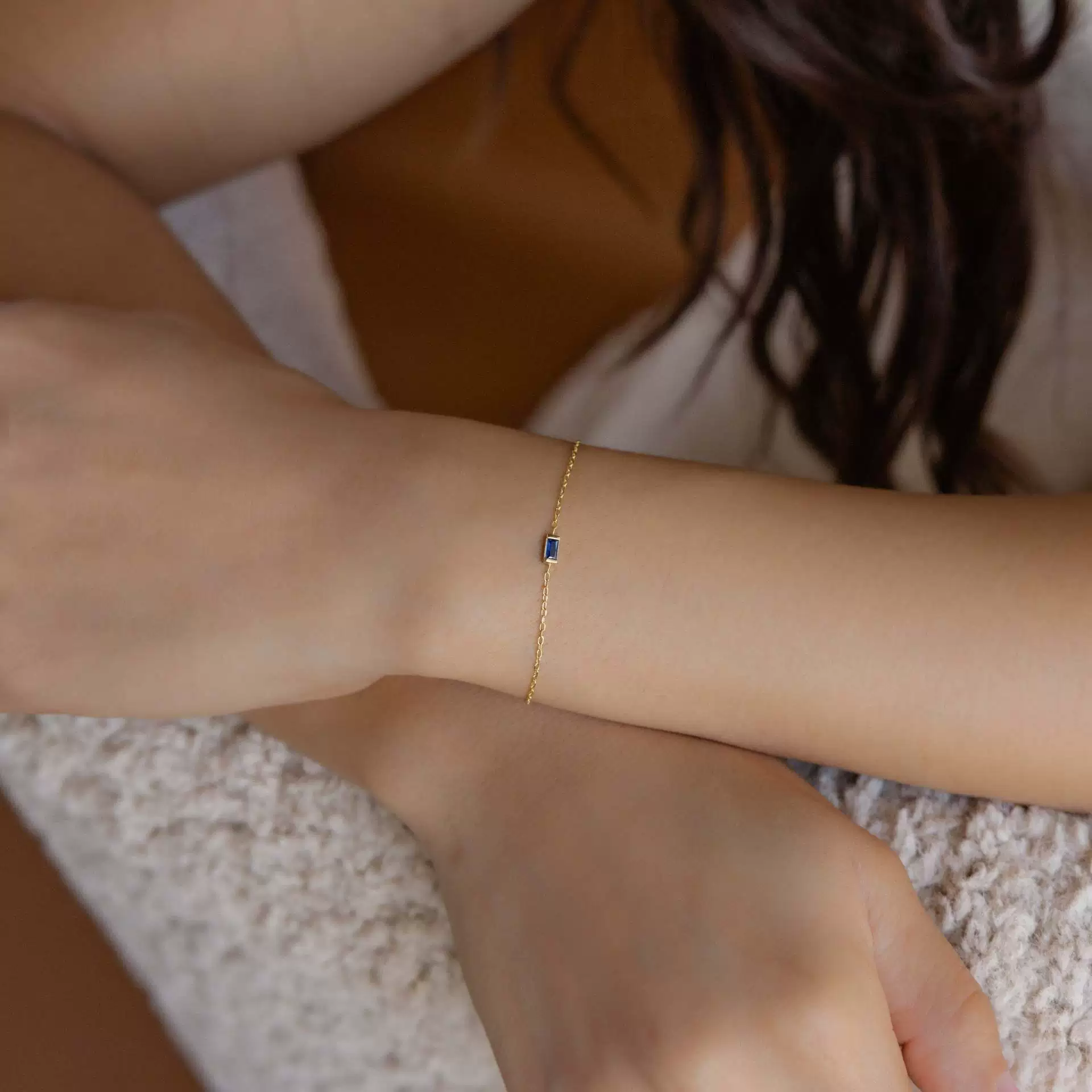 Wholesale Unisex Simple Geometric Square Zircon Twelve Birthstone 18K Plated Titanium Steel Ochain Bracelet - Image 3